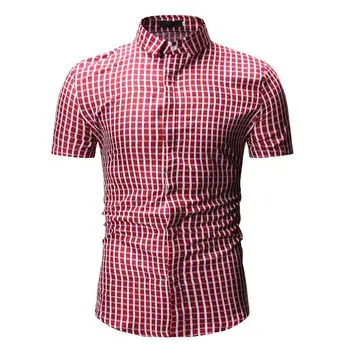 Hawaiian Plaid Shirt Men Casual Short Sleeve Mens Dress Shirts Lapel Blouse Men Red Blue Camisa masculina
Hawaiian Plaid Shirt Men Casual Short Sleeve Mens Dress Shirts Lapel Blouse Men Red Blue Camisa masculina