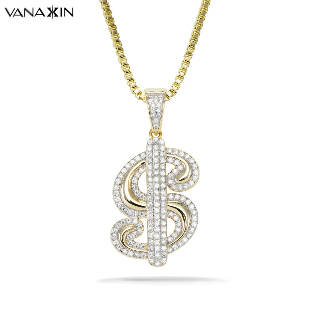 VANAXIN US Dollar Mark Pendants & Necklaces For Men 925 Sterling Silver Jewelry Accessory AAA Bling Bling CZ Stone Chain Gift
VANAXIN US Dollar Mark Pendants & Necklaces For Men 925 Sterling Silver Jewelry Accessory AAA Bling Bling CZ Stone Chain Gift
