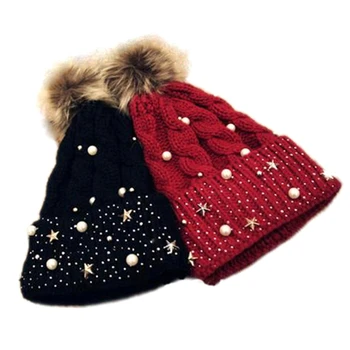 Women Girls Winter Warm Faux Pearl Beads Knit Crochet Beanie Hat With Pom Pom
Women Girls Winter Warm Faux Pearl Beads Knit Crochet Beanie Hat With Pom Pom
