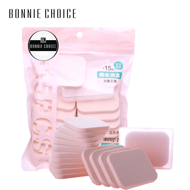 BONNIE CHOICE Cosmetic Puff 15 Pcs/Pack Wet Dry Dual Use Soft Makeup Powder Puff Foundation Sponge Blender Tool
BONNIE CHOICE Cosmetic Puff 15 Pcs/Pack Wet Dry Dual Use Soft Makeup Powder Puff Foundation Sponge Blender Tool