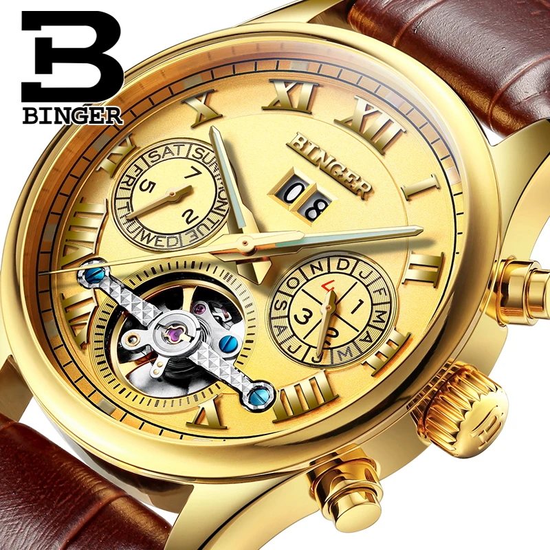 Multiple Functions Mechanical Wristwatches Switzerland BINGER Men's Watch Luxury Brand Tourbillon Sapphire Luminous B8602-11
Multiple Functions Mechanical Wristwatches Switzerland BINGER Men's Watch Luxury Brand Tourbillon Sapphire Luminous B8602-11