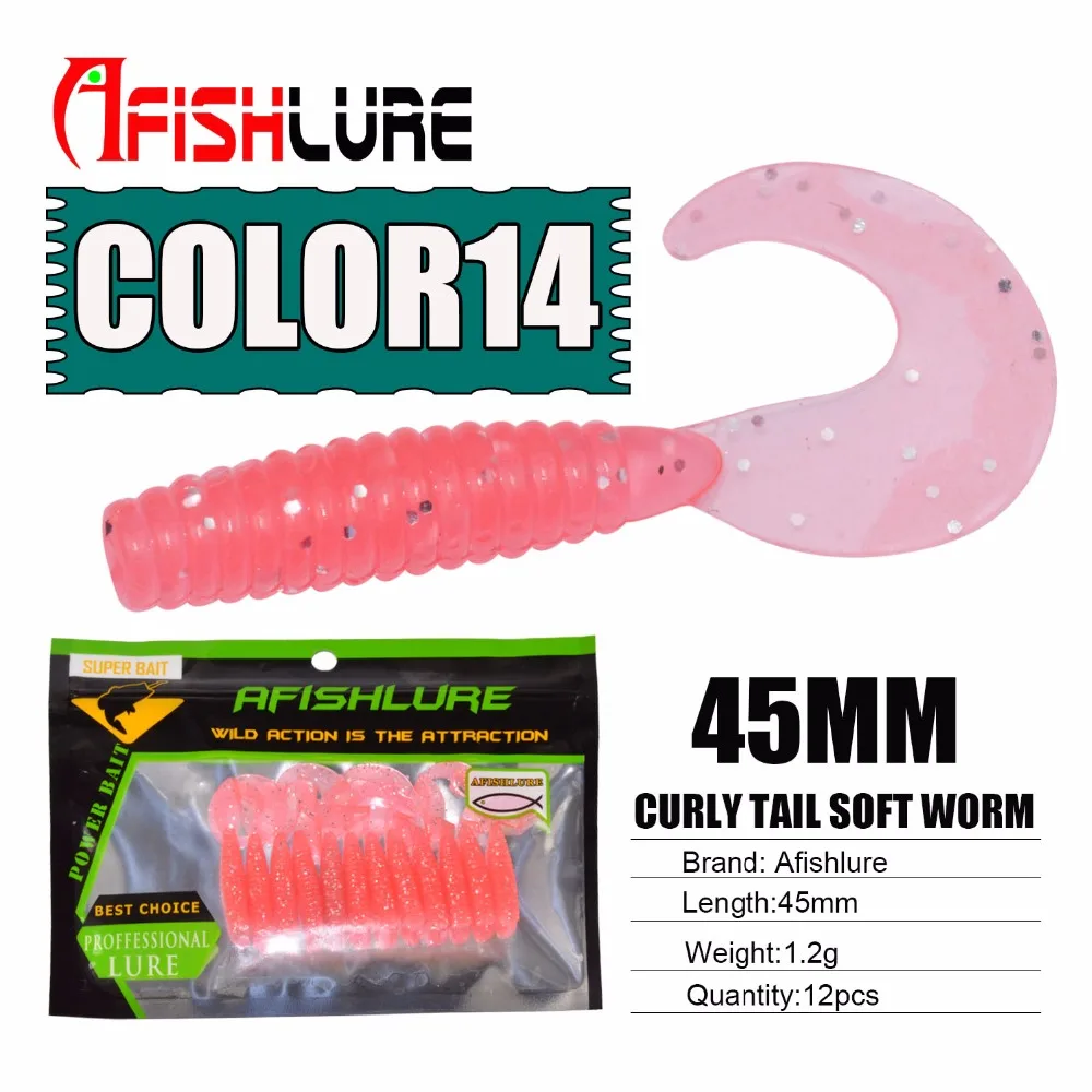 12pcs/lot Afishlure curly tail soft worm 45mm 1.2g artificial Panfish Crappie Bream Trout crankbait soft bait fishing lure
12pcs/lot Afishlure curly tail soft worm 45mm 1.2g artificial Panfish Crappie Bream Trout crankbait soft bait fishing lure