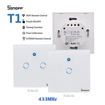 Sonoff T1 EU UK Smart Wifi Wall Touch Light Switch 1/2 /3 Gang Touch WiFi RF/APP Remote Smart Home Controller Work with Alexa
Sonoff T1 EU UK Smart Wifi Wall Touch Light Switch 1/2 /3 Gang Touch WiFi RF/APP Remote Smart Home Controller Work with Alexa