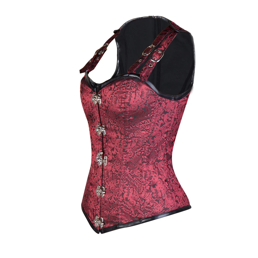 Women's Steampunk Gothic Fashion Faux Leather Buckle Shoulder Straps Tank Overbust Vest Corset Black Plus Size Women's Steampunk Gothic Fashion Faux Leather Buckle Shoulder Straps Tank Overbust Vest Corset Black Plus Size
