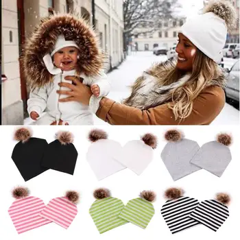 Parent-child hat Adult's Hat Baby's Hat 2 double-layer cotton cloth fox fur ball hat winter knitted cap
Parent-child hat Adult's Hat Baby's Hat 2 double-layer cotton cloth fox fur ball hat winter knitted cap