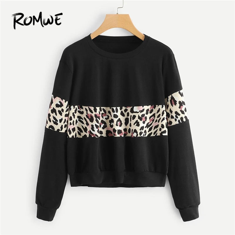 ROMWE Black Leopard Print Contrast Crop Sweatshirt Women Clothes 2018 Autumn Womens Fashion Clothing Casual Sweatshirts Pullover
ROMWE Black Leopard Print Contrast Crop Sweatshirt Women Clothes 2018 Autumn Womens Fashion Clothing Casual Sweatshirts Pullover
