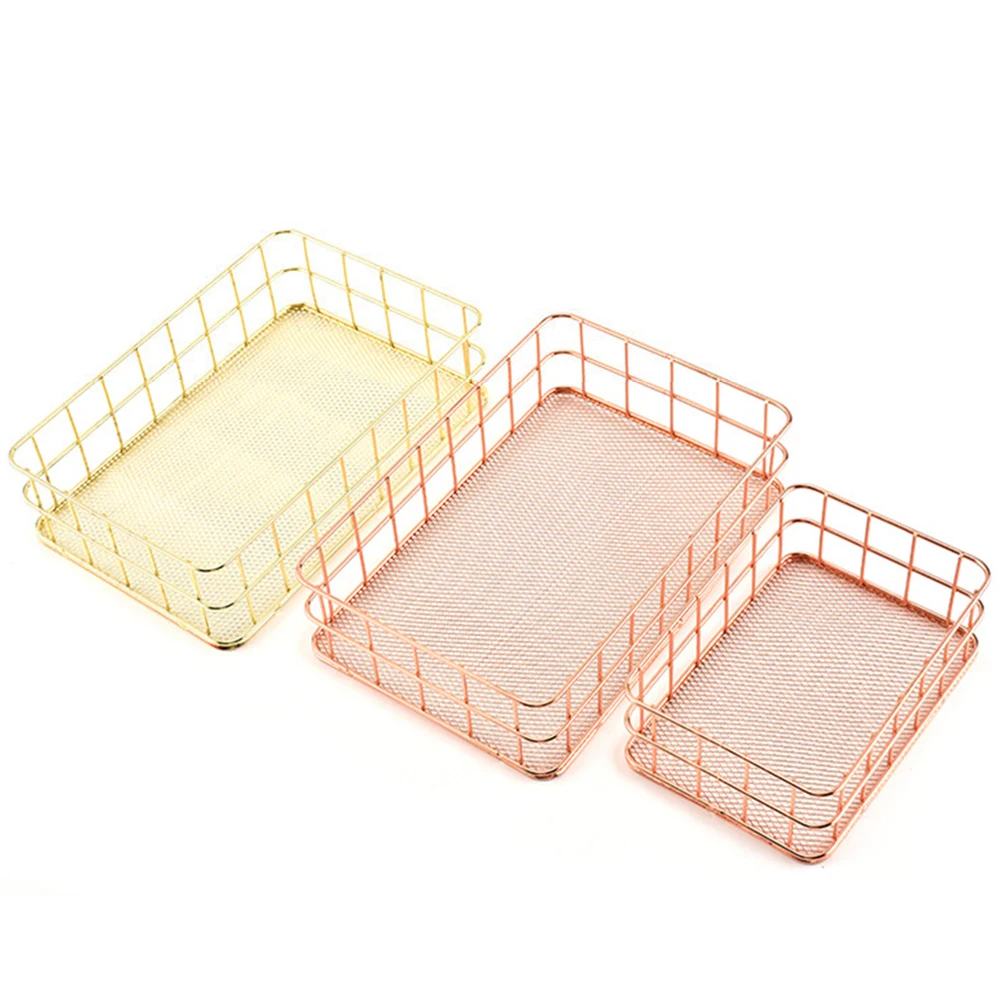 Table Storage Basket Shelf Organiser Bathroom/Kitchen Rack& Pen holder Rose Gold