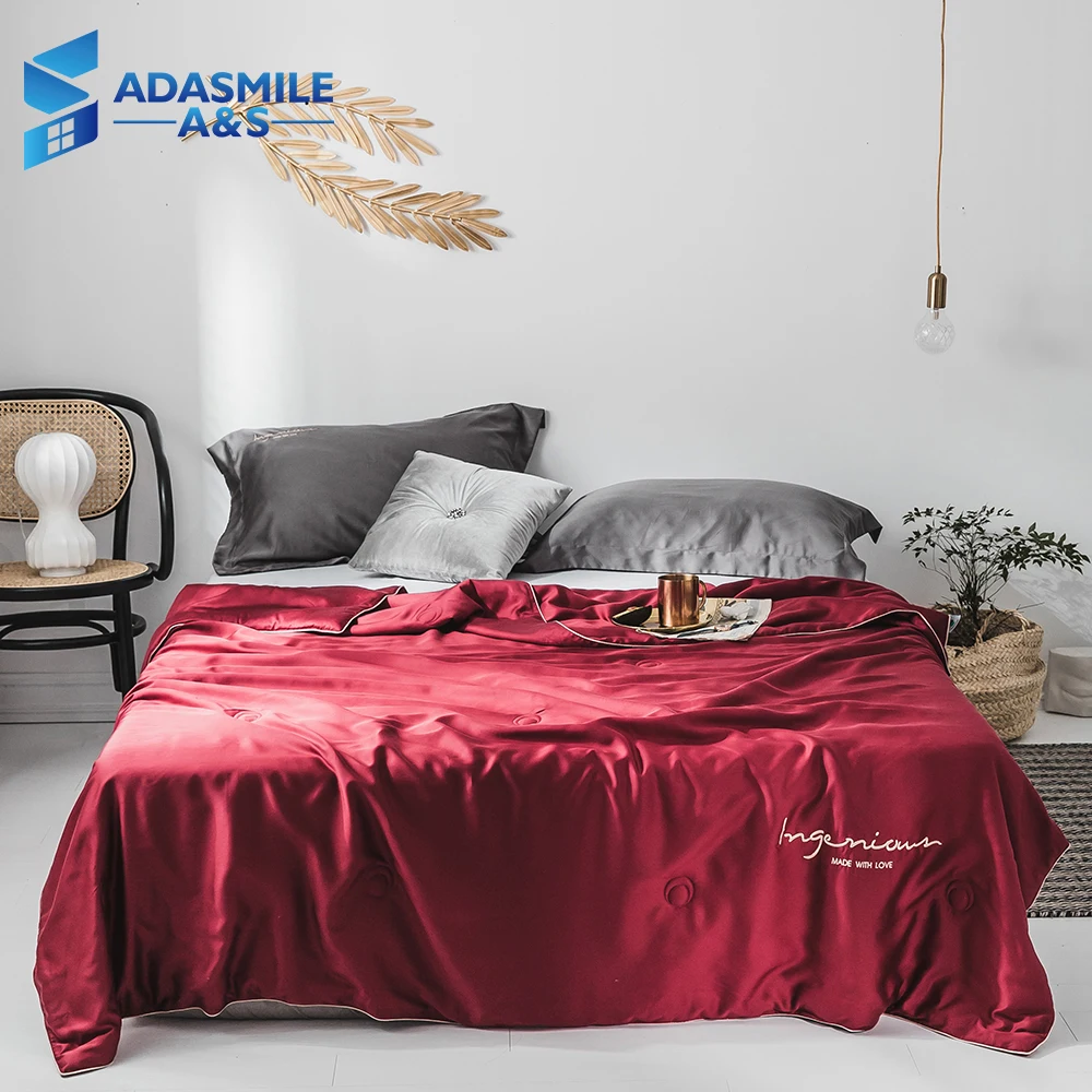 Fashion Solid Color lyocell Fiber Bed Quilt Duvet Washable Quilted Lightweight Adult Polyester Fiber Filling Red Summer Quilt
Fashion Solid Color lyocell Fiber Bed Quilt Duvet Washable Quilted Lightweight Adult Polyester Fiber Filling Red Summer Quilt