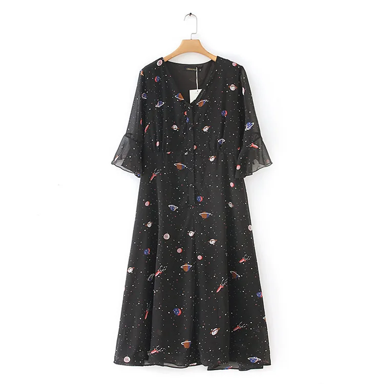 S76 Plus Size Casual Dresses 2019 Women Clothing v-neck star printing chiffon dress 9320
S76 Plus Size Casual Dresses 2019 Women Clothing v-neck star printing chiffon dress 9320