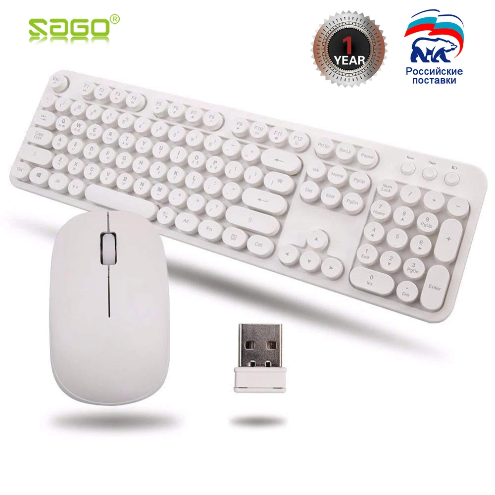 Sago Wireless Keyboard and Mouse Combo 2.4GHz Full-Size Keyboard and Cordless Mouse with Round Keycaps Computer Laptop and Mac
Sago Wireless Keyboard and Mouse Combo 2.4GHz Full-Size Keyboard and Cordless Mouse with Round Keycaps Computer Laptop and Mac
