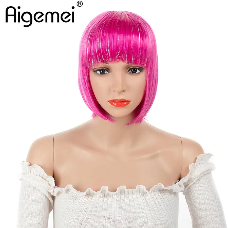 Aigemei 12 InchShort Straight Synthetic Hair Straight Full Bob Wigs Style For Cosplay Party Silver Gray Pink Mix Wig For Women
Aigemei 12 InchShort Straight Synthetic Hair Straight Full Bob Wigs Style For Cosplay Party Silver Gray Pink Mix Wig For Women
