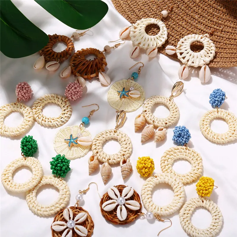 17KM New Bohemian Shell Rattan Drop Earrings For Women Round Square Triangle Drop Dangle Earring Conch Shell Party Gifts 2019
17KM New Bohemian Shell Rattan Drop Earrings For Women Round Square Triangle Drop Dangle Earring Conch Shell Party Gifts 2019