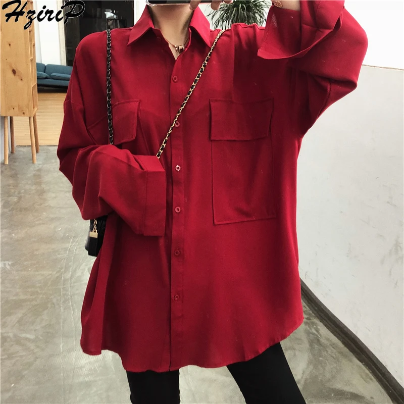 Hzirip Korean 2019 Autumn Spring Women Blouses Casual Fashion Long Sleeve Loose Pockets Women Tops Shirts Blusas Camisas Mujer
Hzirip Korean 2019 Autumn Spring Women Blouses Casual Fashion Long Sleeve Loose Pockets Women Tops Shirts Blusas Camisas Mujer