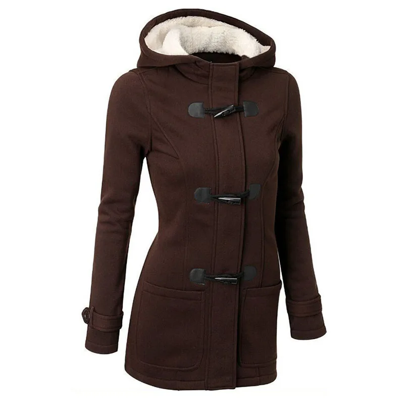 Winter Warm Long-sleeved Hooded Wool Blend Horn Leather Buckle Woman Outwear Clothing Pocket Cotton Liner Coat
Winter Warm Long-sleeved Hooded Wool Blend Horn Leather Buckle Woman Outwear Clothing Pocket Cotton Liner Coat