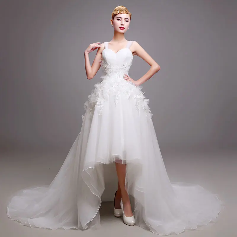 High Low Ball Gown Wedding Dresses short 2019 Applique Beaded Flowers Chapel Train Bride Gown Vestido De Noiva Robe De Mariee
High Low Ball Gown Wedding Dresses short 2019 Applique Beaded Flowers Chapel Train Bride Gown Vestido De Noiva Robe De Mariee