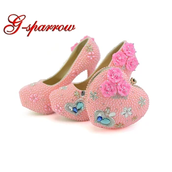2018 Handmade Diamond Pink Pearl High Heel Wedding Shoes with Heart Purse Adult Ceremony Party Ball Shoes with Matching Bag
2018 Handmade Diamond Pink Pearl High Heel Wedding Shoes with Heart Purse Adult Ceremony Party Ball Shoes with Matching Bag