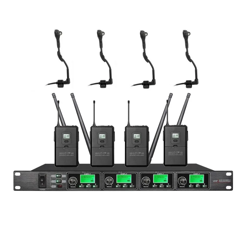 Bolymic микрофон для инструментов 4-канальная Профессиональная uhf беспроводная