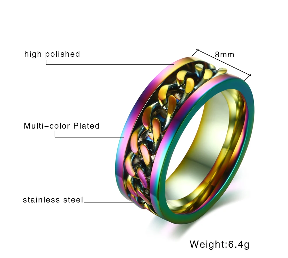 Cycolinks Rainbow Chain Spinner Ring