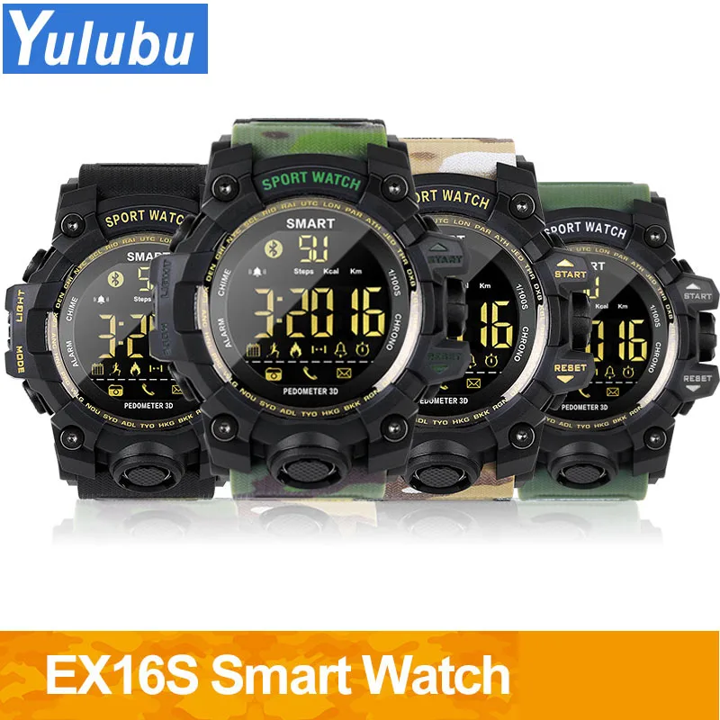 Classic Hot Bluetooth Clock EX16S Smart Watch Notification Remote Control Pedometer Sport Watch IP67 Waterproof Men's Wristwatch
Classic Hot Bluetooth Clock EX16S Smart Watch Notification Remote Control Pedometer Sport Watch IP67 Waterproof Men's Wristwatch