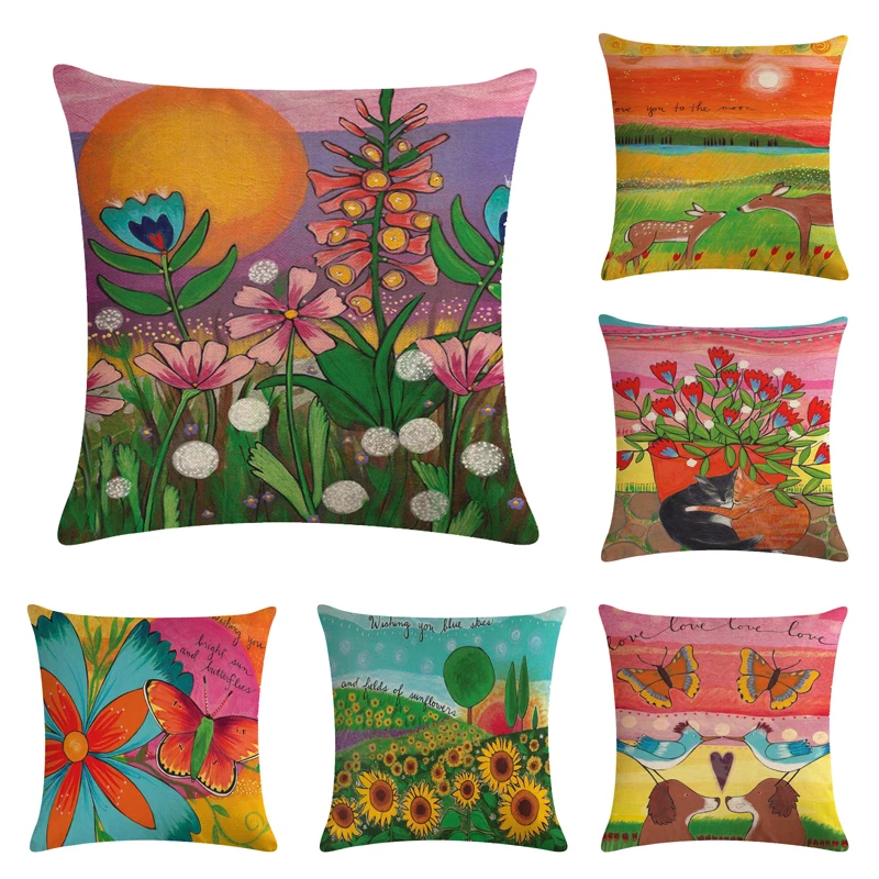 45 * 45 Cm Hand-painted Romantic Idyllic Flower Pattern Pillowcases for Home / Car Decor Square Sofa Cushions
45 * 45 Cm Hand-painted Romantic Idyllic Flower Pattern Pillowcases for Home / Car Decor Square Sofa Cushions