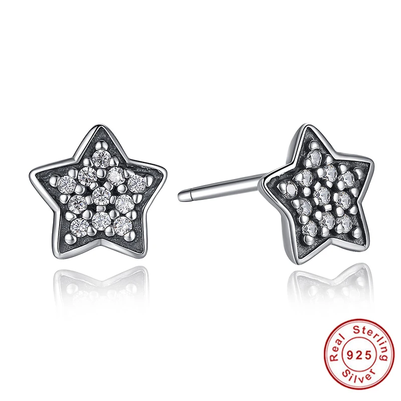 100% Authentic 925 Sterling Silver Five-pointed Star With Clear CZ Stud Earrings Fashion sterling silver Design women Jewelry
100% Authentic 925 Sterling Silver Five-pointed Star With Clear CZ Stud Earrings Fashion sterling silver Design women Jewelry