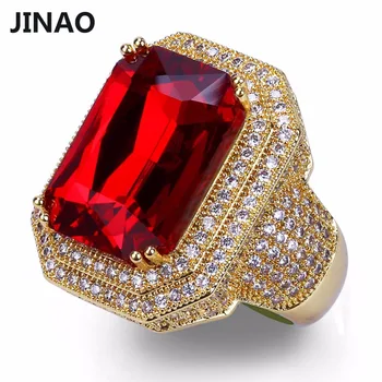JINAO Gold Color Plated Iced Out Copper Micro Pave CZ Stone With Red Rhinestone Ring Hip Hop Rock Jewelry Rings With 7,8,9,10,11
JINAO Gold Color Plated Iced Out Copper Micro Pave CZ Stone With Red Rhinestone Ring Hip Hop Rock Jewelry Rings With 7,8,9,10,11