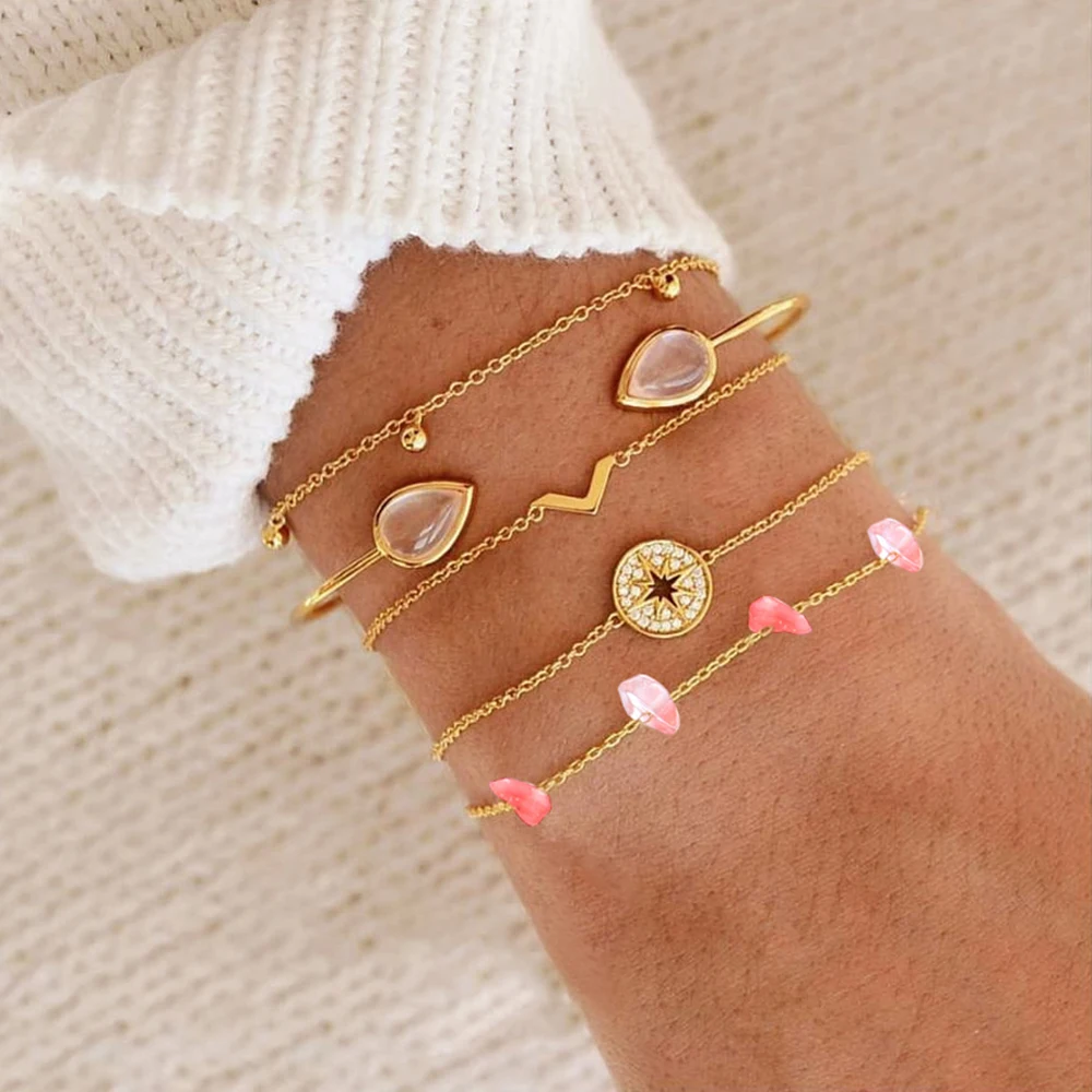 5 Pcs/set Vintage Gem Drops Geometric Beads Simple Chain Bracelet Set Bohemian Women Fashion Party Wedding Jewelry Accessories
5 Pcs/set Vintage Gem Drops Geometric Beads Simple Chain Bracelet Set Bohemian Women Fashion Party Wedding Jewelry Accessories