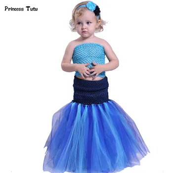 

Mermaid Girl Tutu Dress Halloween Cosplay Costume Princess Tulle Dress With Headband Under The Sea Photo Prop Party Birthday