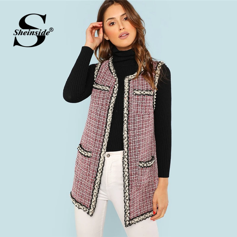 Sheinside Open Front Tweed Vest Coat Women Jacket Office Ladies Elegant Clothes Autumn 2018 Sleeveless Outerwear Womens Coats
Sheinside Open Front Tweed Vest Coat Women Jacket Office Ladies Elegant Clothes Autumn 2018 Sleeveless Outerwear Womens Coats