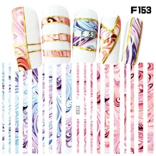 1 feuille nouvelle mode 3D ongles autocollants colorés rayures lignes ongles autocollant rayures bande décorations manucure Z067(China)
