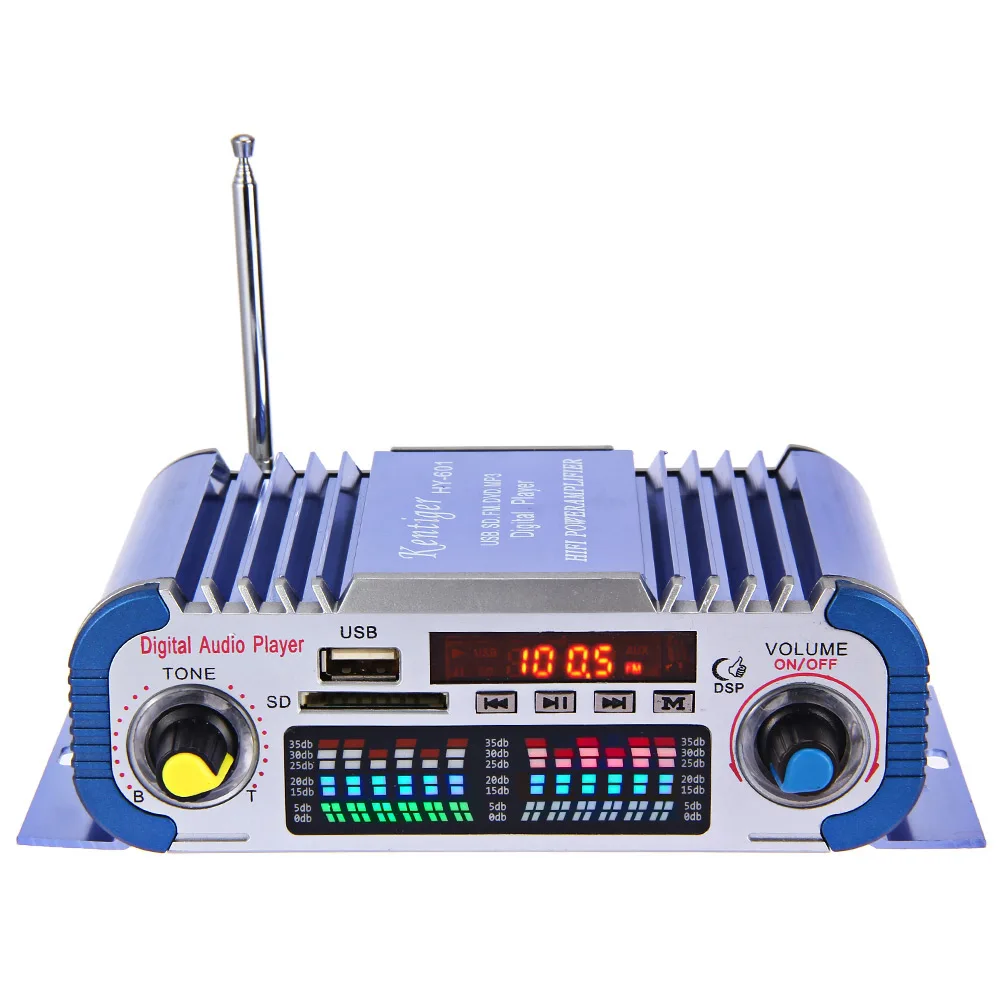 HY601 Hi-Fi 12V Digital Auto Car Stereo Power Amplifier Sound Mode LED Audio Music Player Support USB MP3 DVD SD FM
HY601 Hi-Fi 12V Digital Auto Car Stereo Power Amplifier Sound Mode LED Audio Music Player Support USB MP3 DVD SD FM