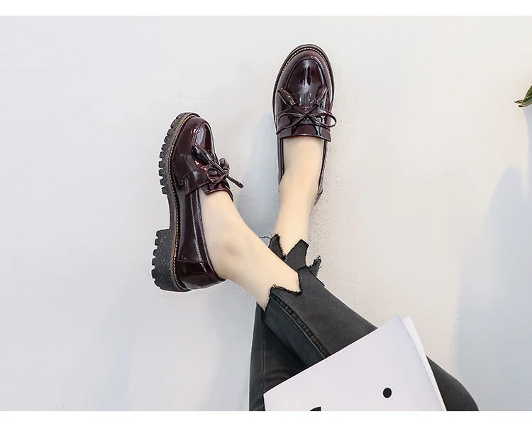 Slip On PU Women Loafers Fashion England Summer Women Flats Non-slip Retro Heels Casual Wedge Ladies Leather shoes New VT215 (10)