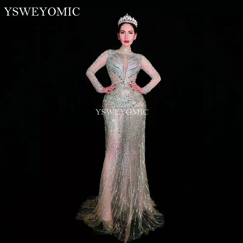 YSWEYOMIC High quality Sparkly Rhinestones White Fringes Mesh Dress Birthday Celebrate Transparent Net Dress Costume Dance Dress
YSWEYOMIC High quality Sparkly Rhinestones White Fringes Mesh Dress Birthday Celebrate Transparent Net Dress Costume Dance Dress