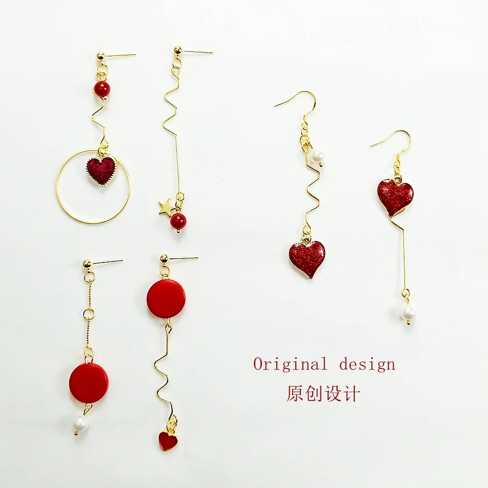 MuHan 2019 New Fashion Red Heart Asymmetric Earrings Long Wave Dangle Design Drop Earrings for Women Girl Allergy Jewelry Gifts
MuHan 2019 New Fashion Red Heart Asymmetric Earrings Long Wave Dangle Design Drop Earrings for Women Girl Allergy Jewelry Gifts