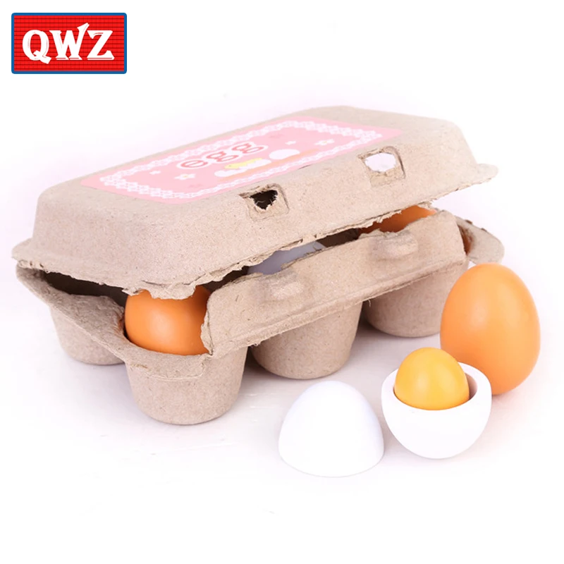 Набор деревянных кухонных игрушек QWZ 6 шт./компл. набор пищевых яиц желток подарок