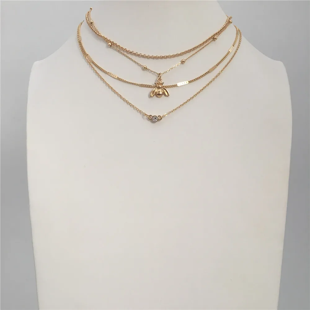 LOVELY WOMEN NECKLACE GOLD COLOR PLATING BEE STONE PENDANT LAYERED NECKLACE FOR WOMEN GIRL
LOVELY WOMEN NECKLACE GOLD COLOR PLATING BEE STONE PENDANT LAYERED NECKLACE FOR WOMEN GIRL