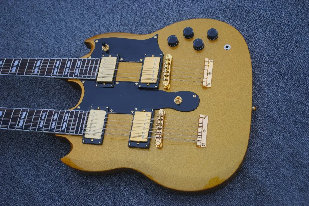 China Factory guitars Custom golden 1275 Double Neck Electric Guitar 3 pickup 6/12 strings guitars
China Factory guitars Custom golden 1275 Double Neck Electric Guitar 3 pickup 6/12 strings guitars