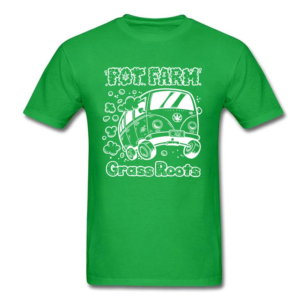 Birthday Top T-shirts Cheap Short Sleeve Summer Pure Cotton Round Neck Men Tees Normal Tee-Shirt Summer Autumn Pot Farm Grass Roots Van White green