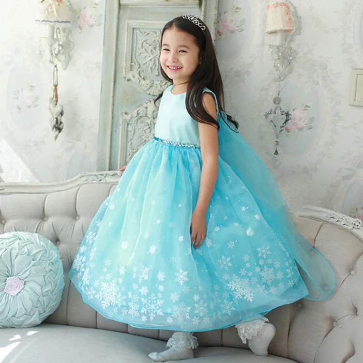 

Baby Girls Clothes Elsa Wedding Party Long Dress Anna Sequins Snowflake Princess Tutu Dress Infantil Vestido Roupa for Children