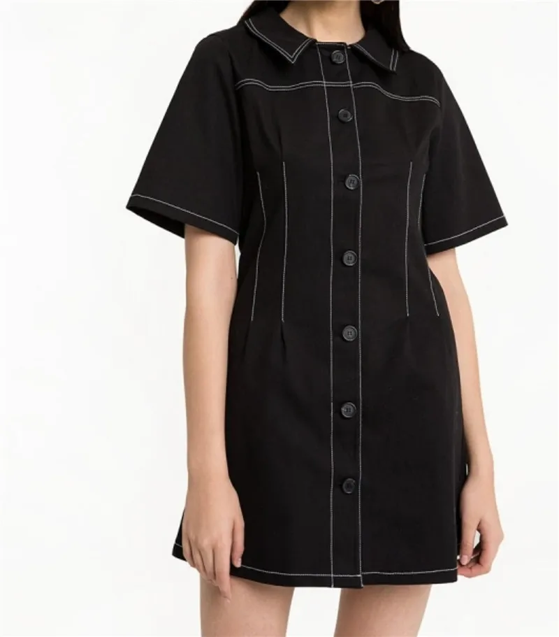Retro Black Dress 2018 Summer Runway Women Safari Style Short Sleeve A Line Dress Polo Neck Single Breasted Fashion Mini Dress
Retro Black Dress 2018 Summer Runway Women Safari Style Short Sleeve A Line Dress Polo Neck Single Breasted Fashion Mini Dress