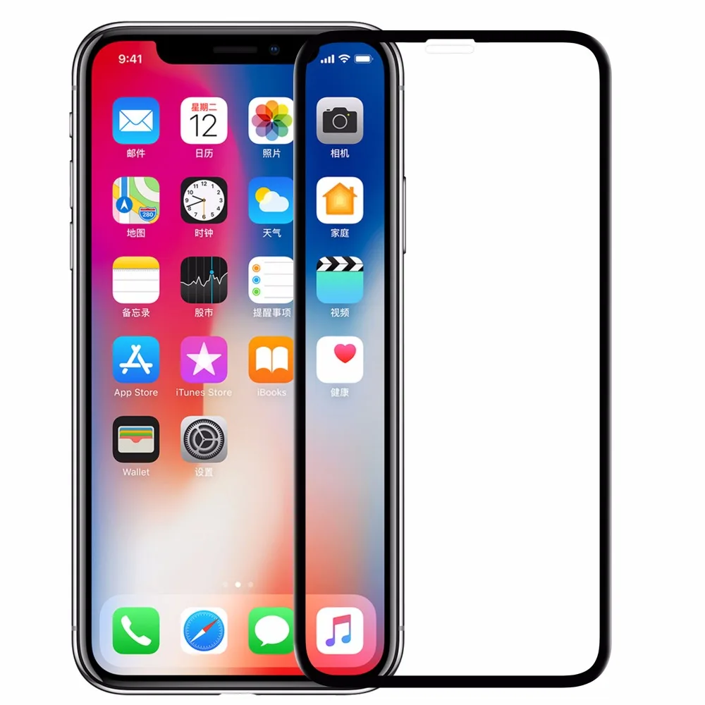 Закаленное стекло с полным покрытием для Apple iPhone X Xs Оригинальная защита экрана