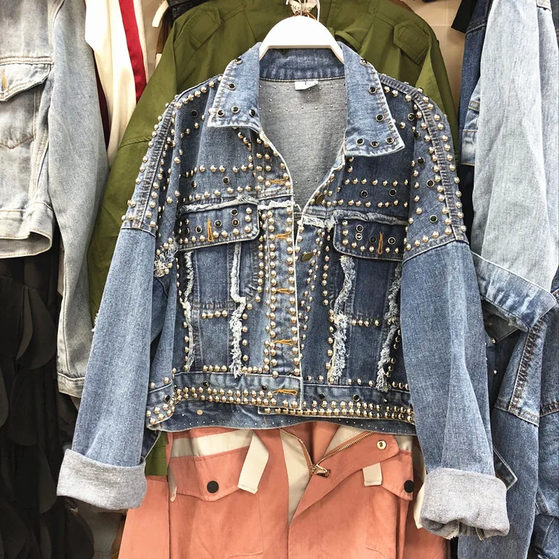 Spring Autumn Denim Clothes New Women's Loose Hand-studded Rivets Drill Rhinestone Denim Jacket Short Oversize Coat
Spring Autumn Denim Clothes New Women's Loose Hand-studded Rivets Drill Rhinestone Denim Jacket Short Oversize Coat