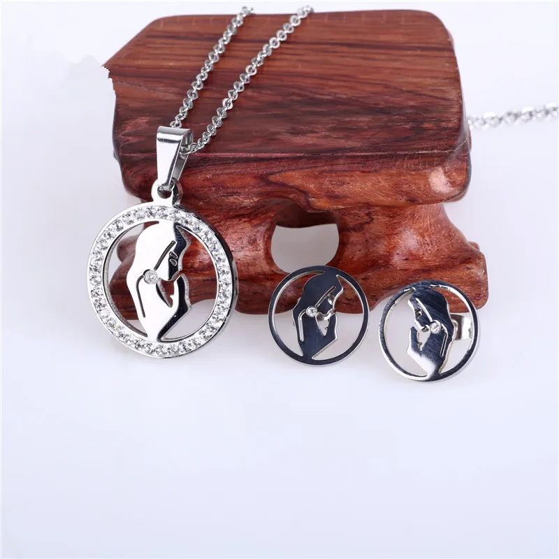 Praying Girl Silver Color Stainless Steel Jewelry Sets for Women Fashion Goddess Crystal Earrings Necklace Jewelry Set S6327
Praying Girl Silver Color Stainless Steel Jewelry Sets for Women Fashion Goddess Crystal Earrings Necklace Jewelry Set S6327