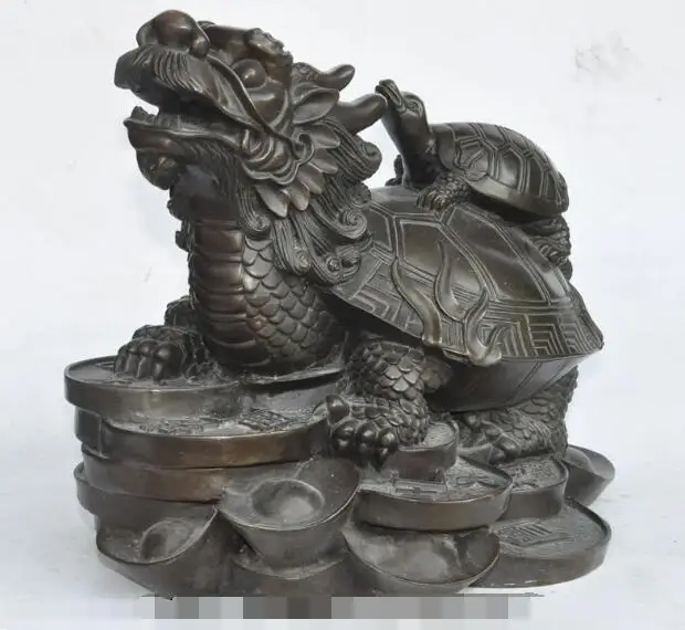 S02763 Lucky chinese bronze fengshui dragon turtle tortoise wealth money yuanbao statue B0403
S02763 Lucky chinese bronze fengshui dragon turtle tortoise wealth money yuanbao statue B0403