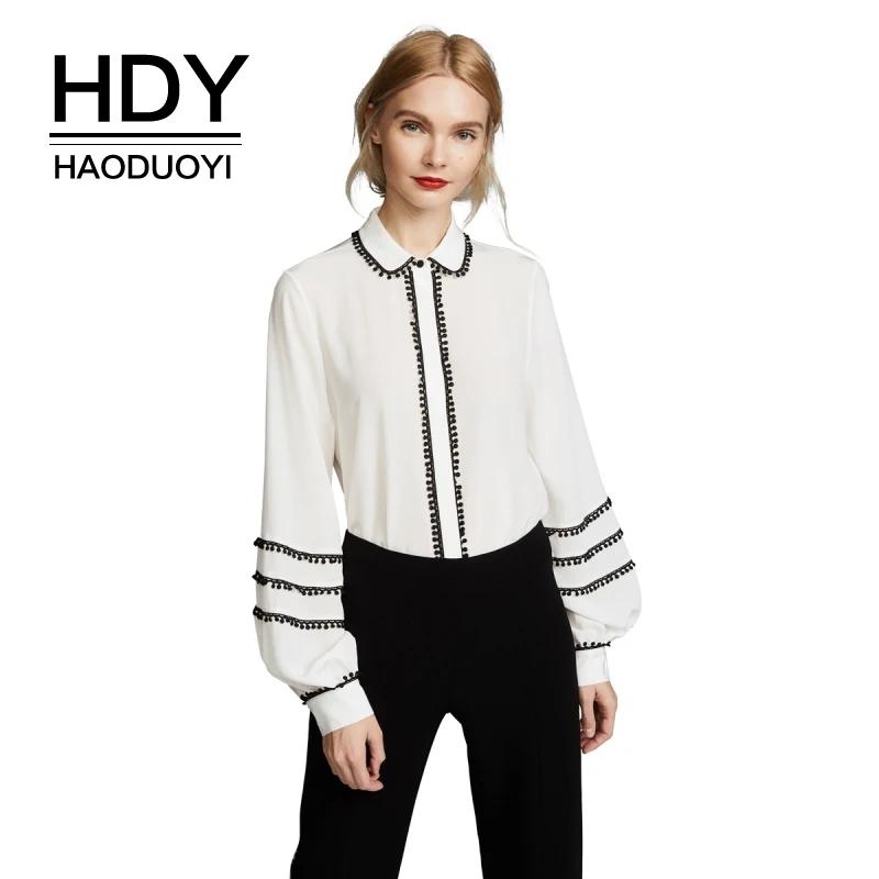 HDY Haoduoyi Brand Women White Sweet Shirts Lantern Sleeve Tassel Patchwork Long Sleeve Female Preppy Style Blouses Lady
HDY Haoduoyi Brand Women White Sweet Shirts Lantern Sleeve Tassel Patchwork Long Sleeve Female Preppy Style Blouses Lady