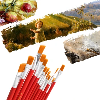 12Pcs/Set Different Size Nylon Flat Hair Wooden Handle Paint Brush Set Drawing Art Supplies Artist Paint Brush Set Painting Pen
12Pcs/Set Different Size Nylon Flat Hair Wooden Handle Paint Brush Set Drawing Art Supplies Artist Paint Brush Set Painting Pen