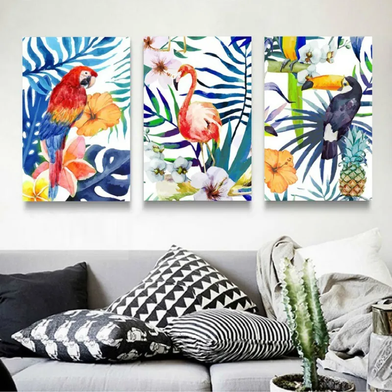 SURE LIFE Modern Colorful Leaves Flowers Flamingo Parrot Canvas Paintings Poster Print Wall Art Pictures For Living Room Decor
SURE LIFE Modern Colorful Leaves Flowers Flamingo Parrot Canvas Paintings Poster Print Wall Art Pictures For Living Room Decor