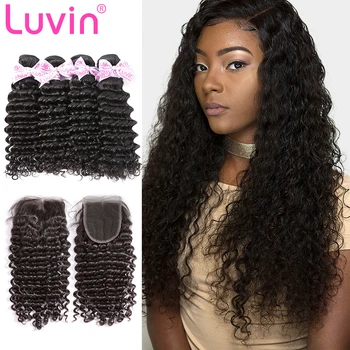 Luvin Malaysian Curly Hair 4 Bundles With Closure 100% Unprocessed Virgin Human Hair Weave Bundles With Lace Closure Deep Wave
Luvin Malaysian Curly Hair 4 Bundles With Closure 100% Unprocessed Virgin Human Hair Weave Bundles With Lace Closure Deep Wave