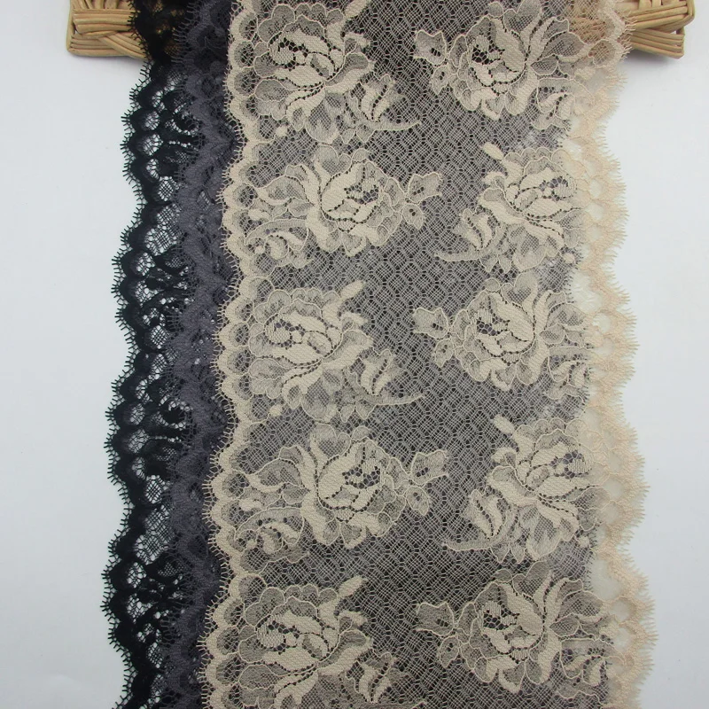 3M/Lot 19cm Width Classic Rose Design Eyelash Lace Fabric Decoration Flower Lace Trimming For Clothing Accessories Black Gray
3M/Lot 19cm Width Classic Rose Design Eyelash Lace Fabric Decoration Flower Lace Trimming For Clothing Accessories Black Gray