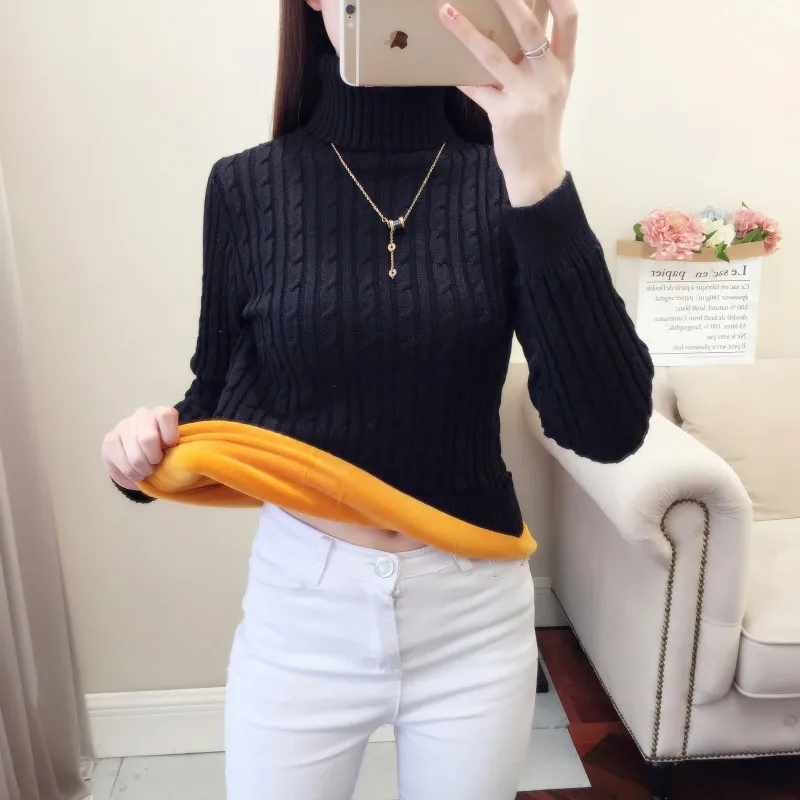Chompas para mujer 2019 Fashion Women Pullover Sweaters Turtleneck Long Sleeve Solid Thick Warm Winter Knitted Sweater | Женская одежда